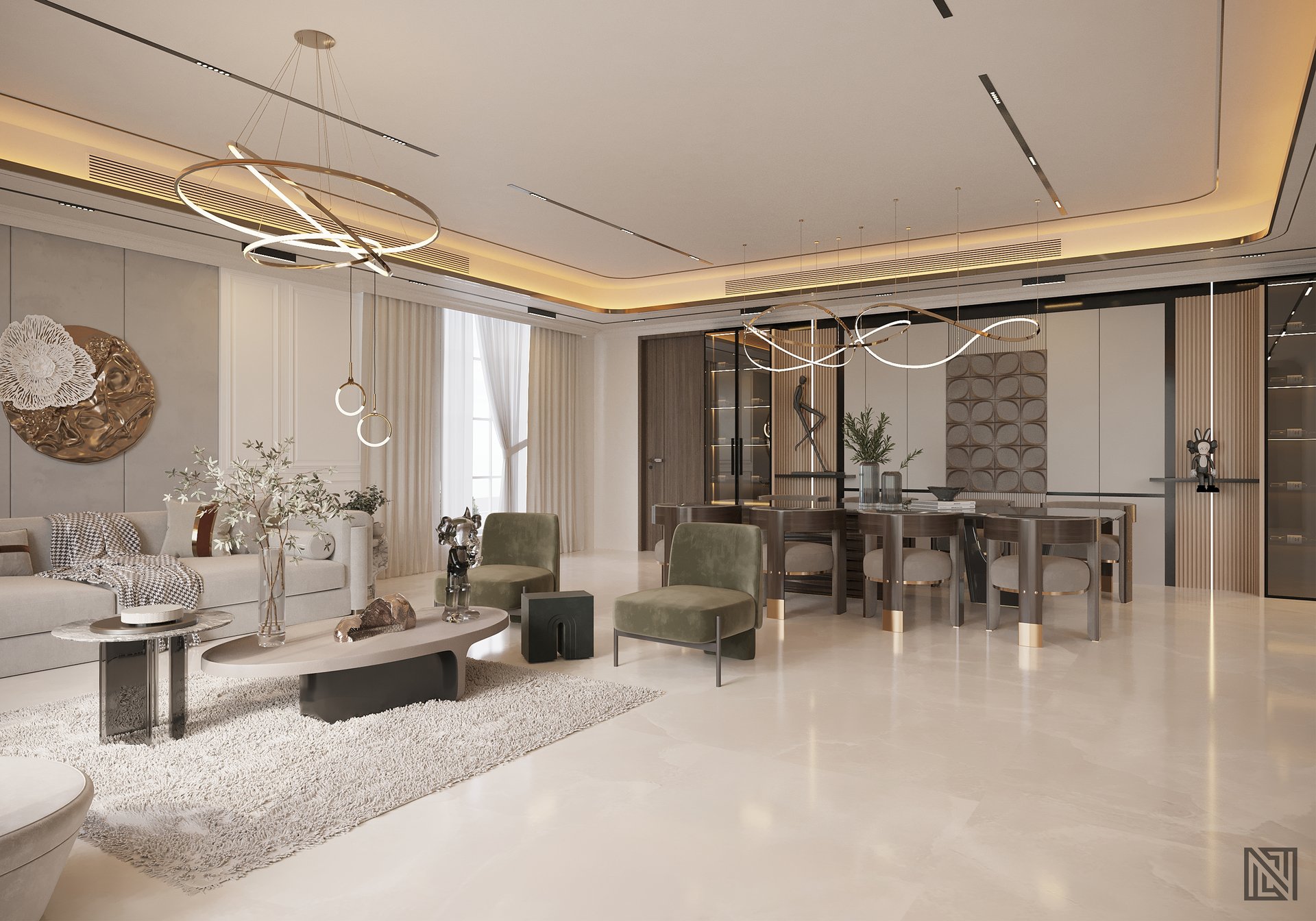 Minimalist Villa — Living — interior, view 8 of 9, UAE. 3ds Max · Corona render by Nasmeer VM.