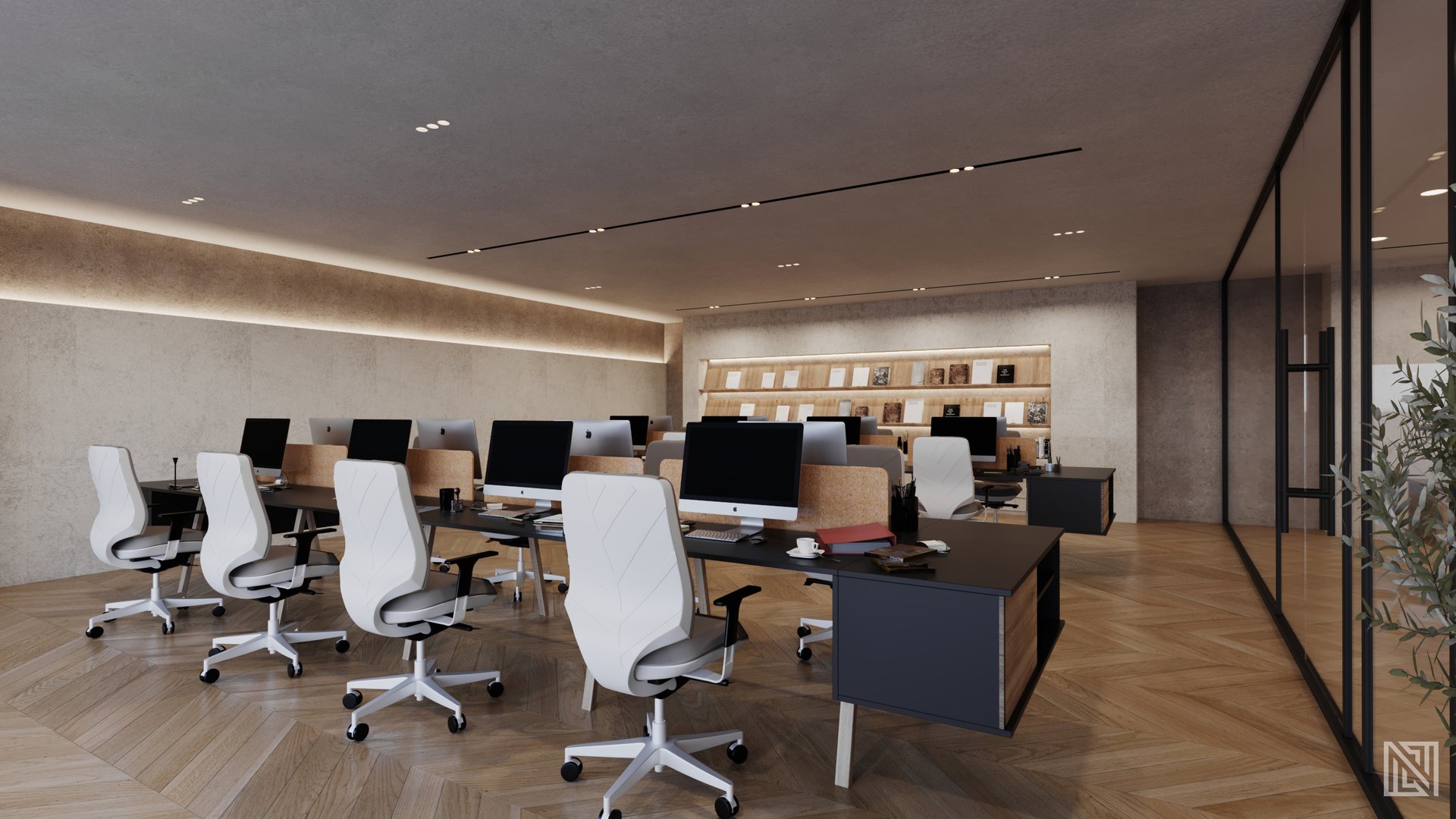 Minimalistic Office — commercial, view 10 of 16, UAE. 3ds Max · Corona render by Nasmeer VM.