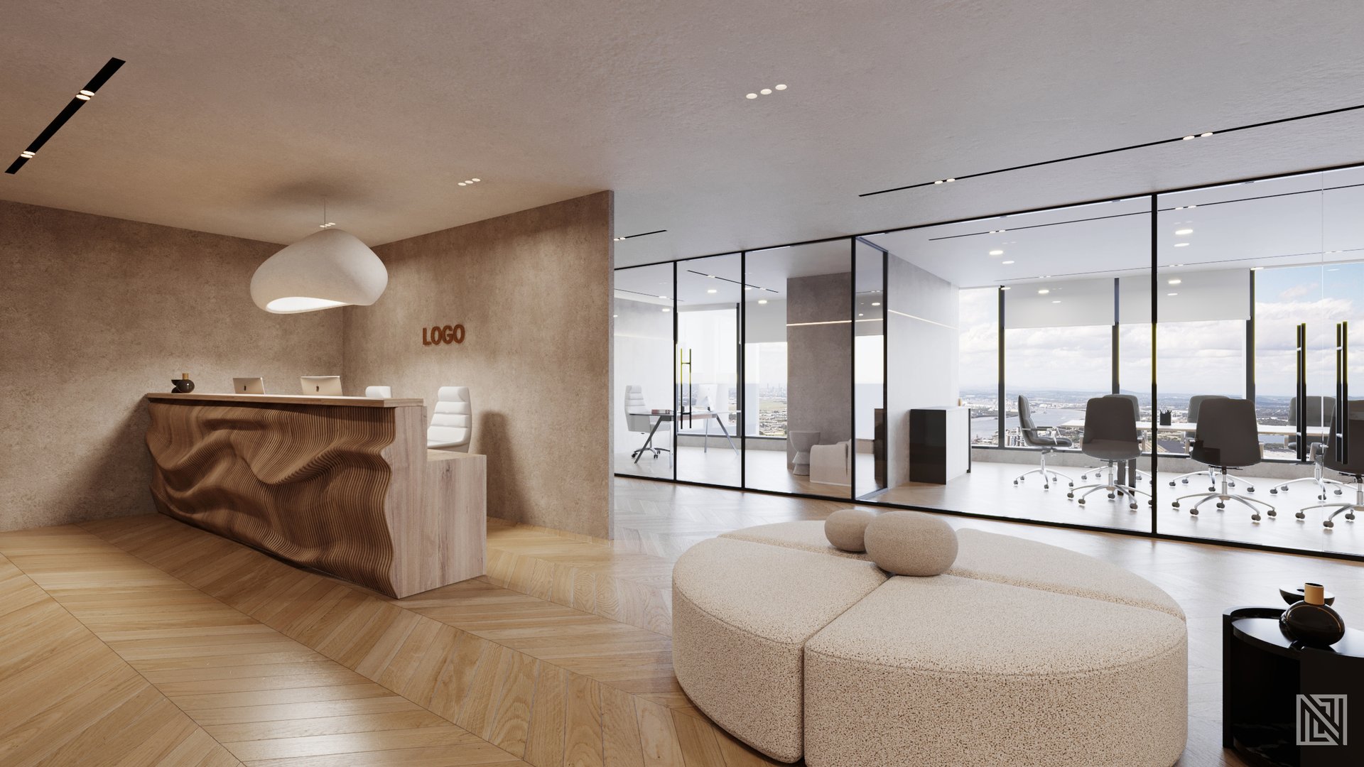 Minimalistic Office — commercial, view 2 of 16, UAE. 3ds Max · Corona render by Nasmeer VM.