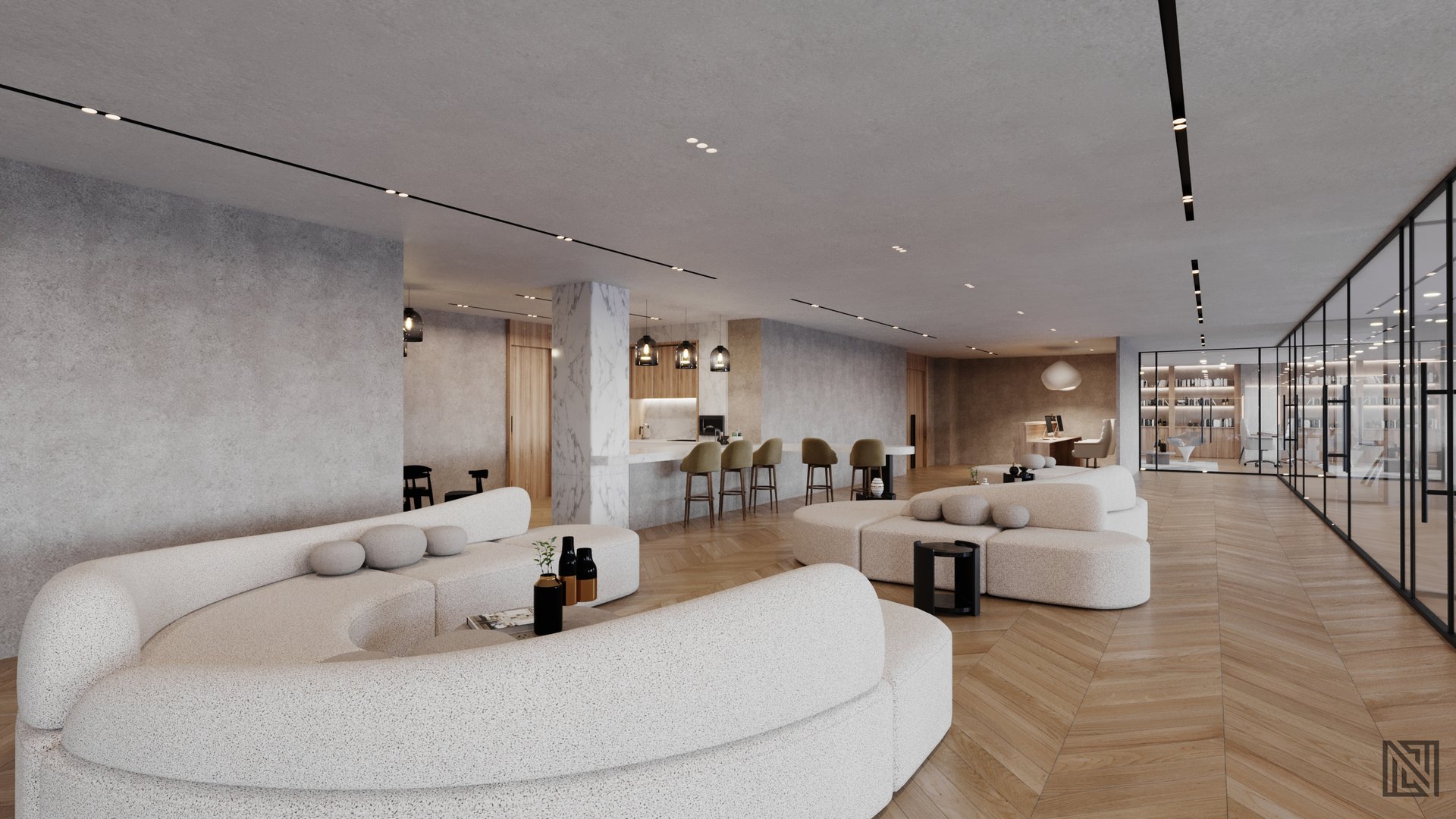 Minimalistic Office — commercial, view 3 of 16, UAE. 3ds Max · Corona render by Nasmeer VM.