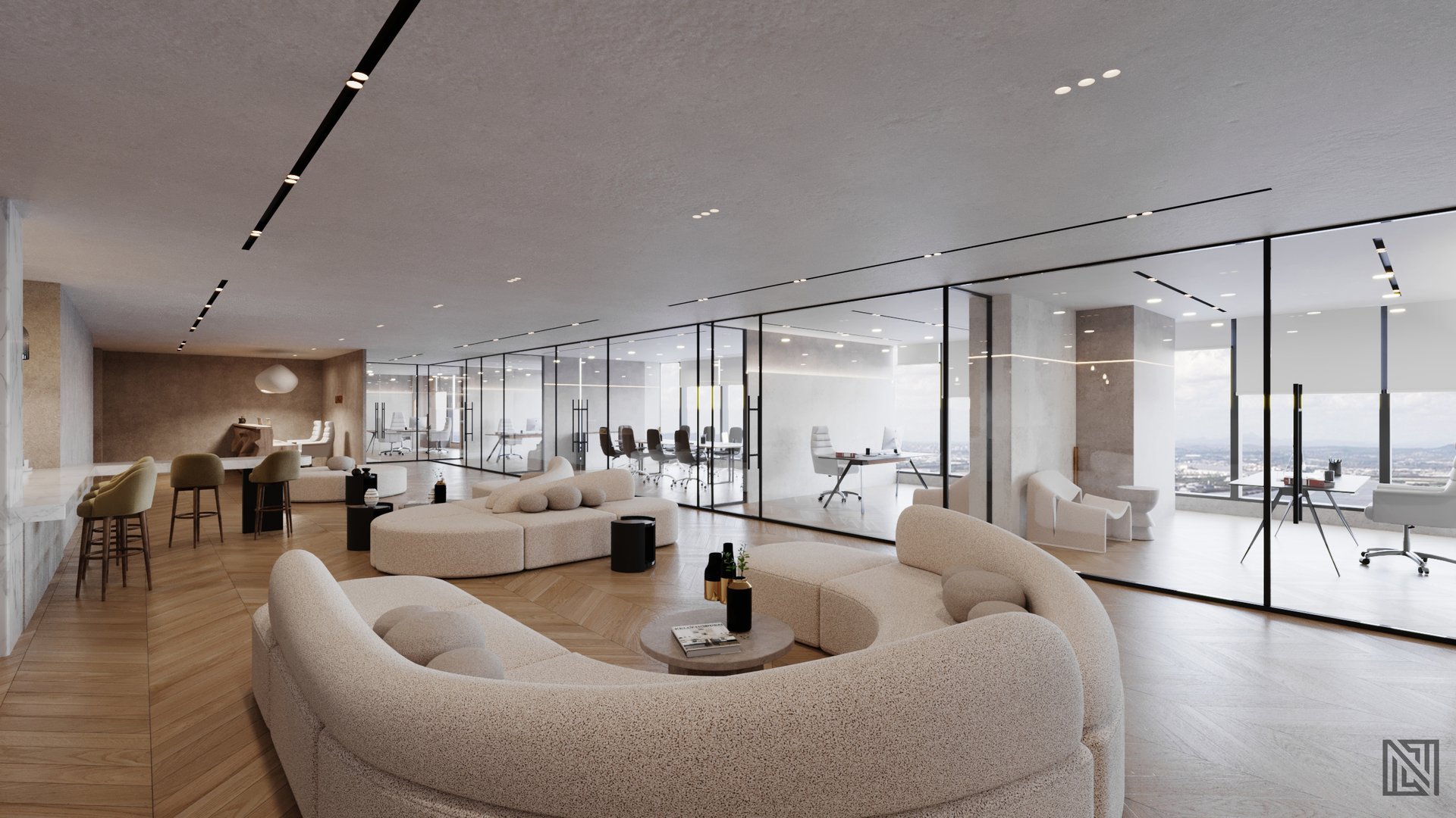 Minimalistic Office — commercial, view 4 of 16, UAE. 3ds Max · Corona render by Nasmeer VM.