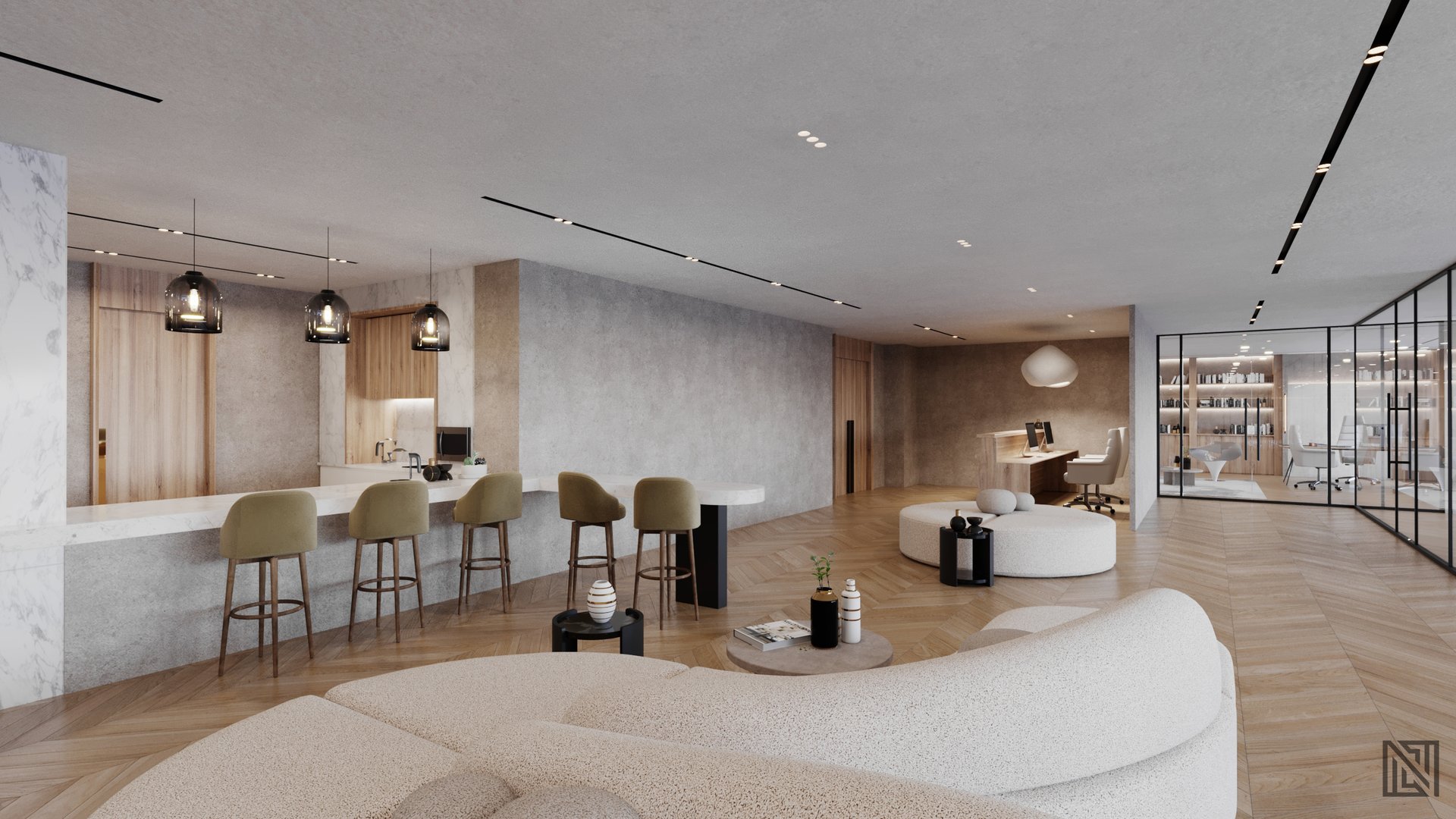 Minimalistic Office — commercial, view 5 of 16, UAE. 3ds Max · Corona render by Nasmeer VM.