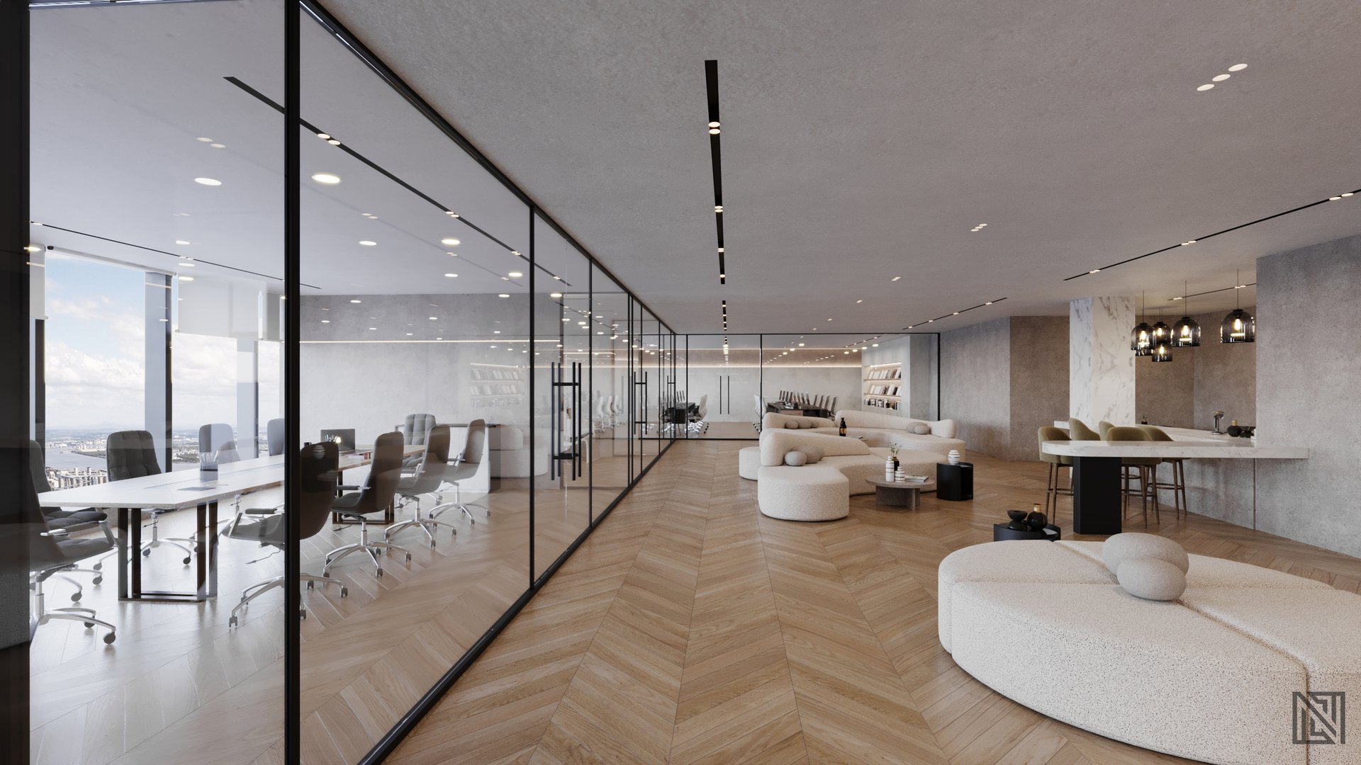 Minimalistic Office — commercial, view 6 of 16, UAE. 3ds Max · Corona render by Nasmeer VM.