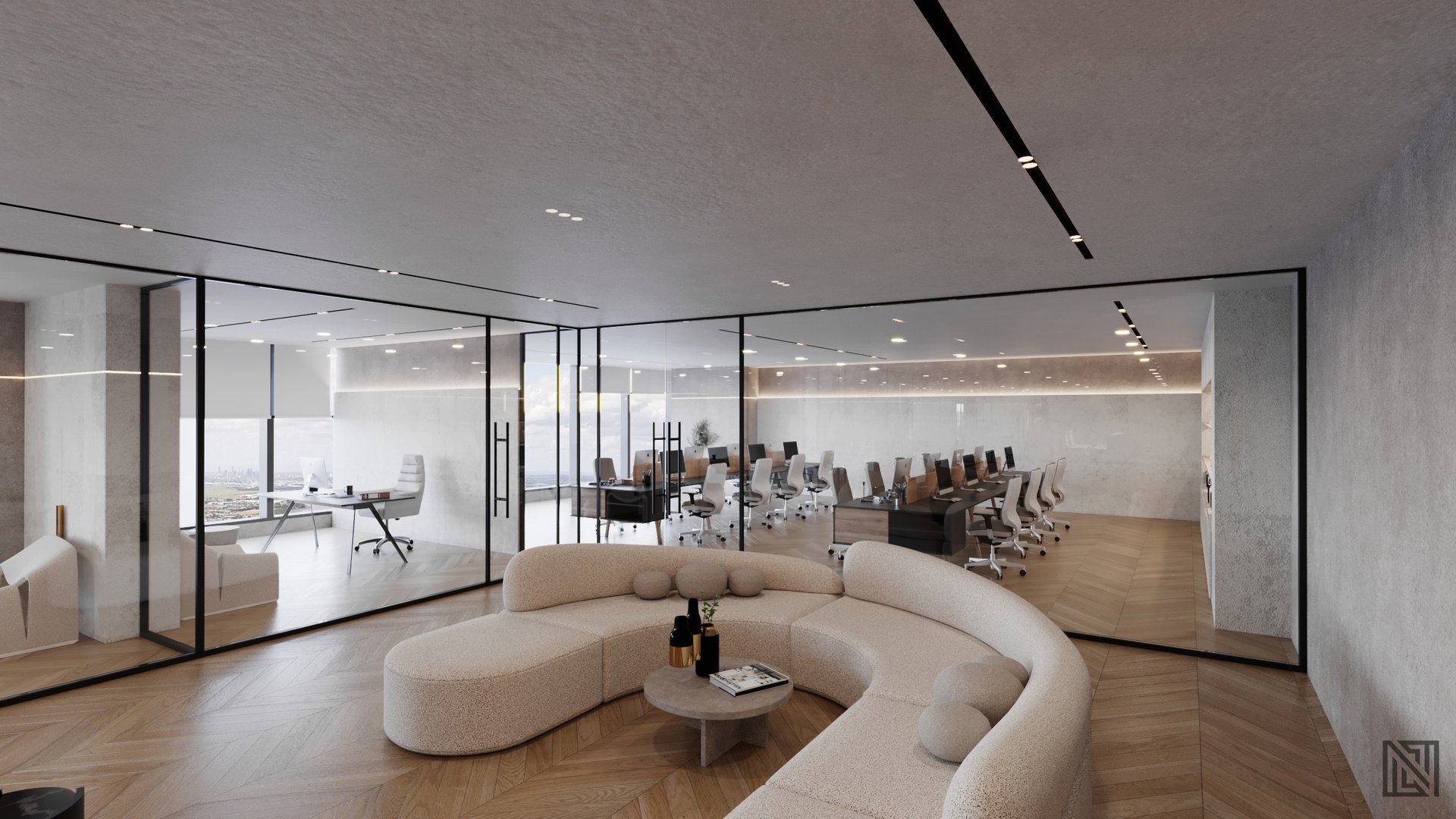Minimalistic Office — commercial, view 7 of 16, UAE. 3ds Max · Corona render by Nasmeer VM.