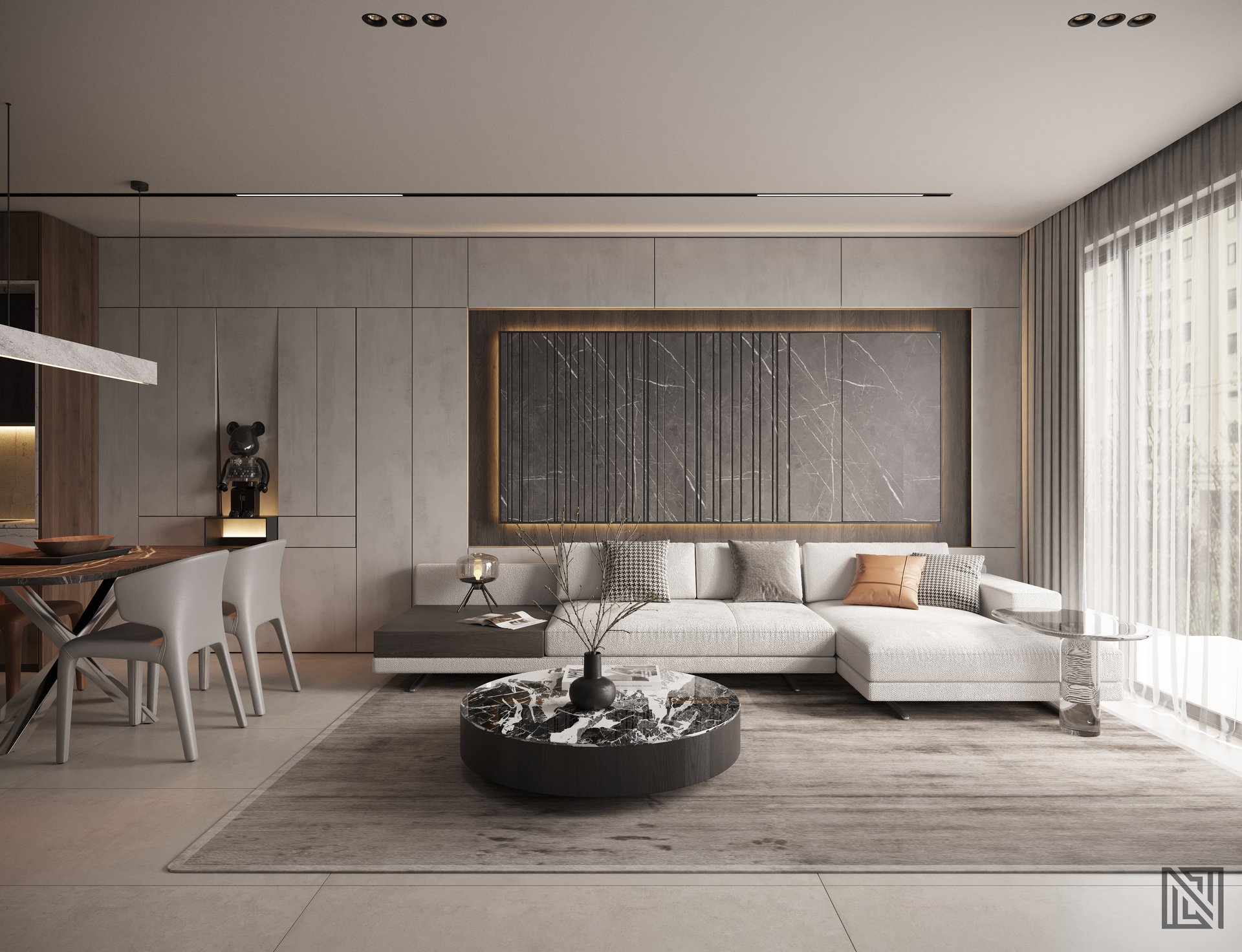 Modern Apartment — Interior — interior, view 2 of 6, UAE. 3ds Max · Corona render by Nasmeer VM.