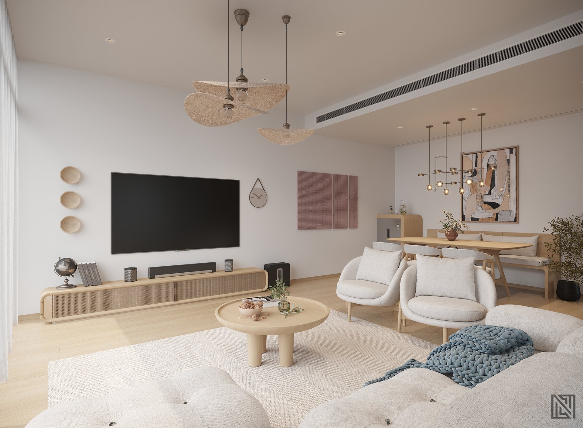 Modern Living Space — interior, view 2 of 2, UAE. 3ds Max · Corona render by Nasmeer VM.