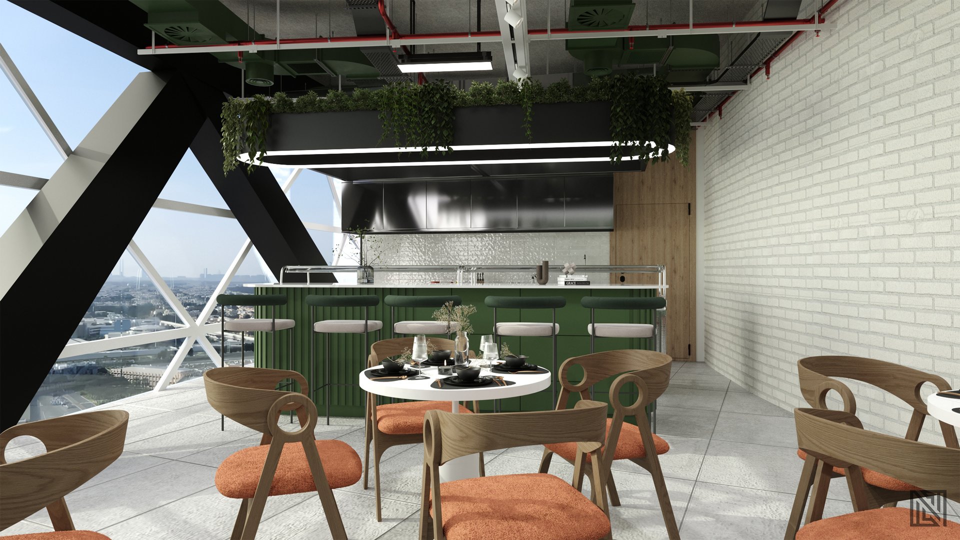Office Café — interior, view 2 of 7, UAE. 3ds Max · Corona render by Nasmeer VM.