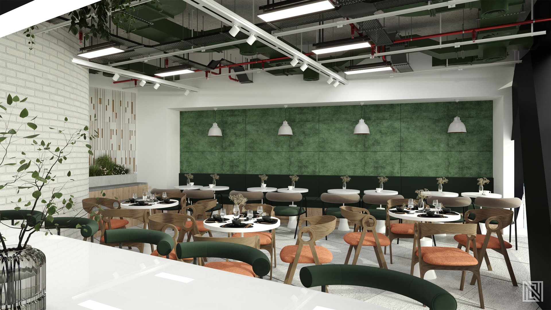 Office Café — interior, view 3 of 7, UAE. 3ds Max · Corona render by Nasmeer VM.