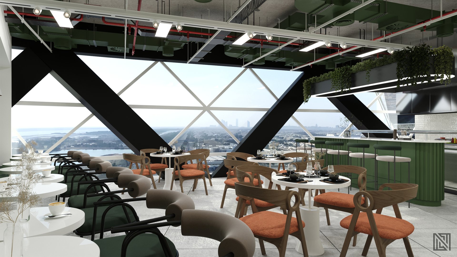 Office Café — interior, view 4 of 7, UAE. 3ds Max · Corona render by Nasmeer VM.