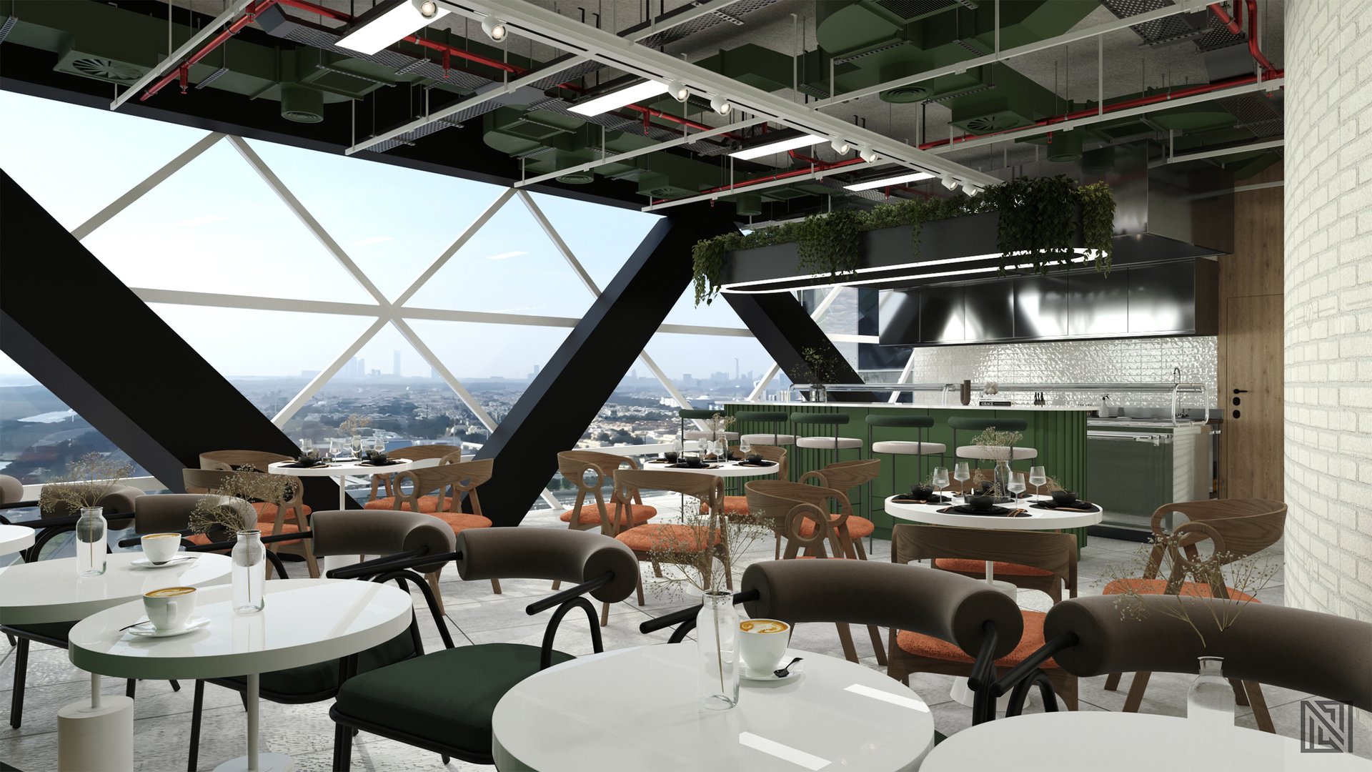 Office Café — interior, view 5 of 7, UAE. 3ds Max · Corona render by Nasmeer VM.