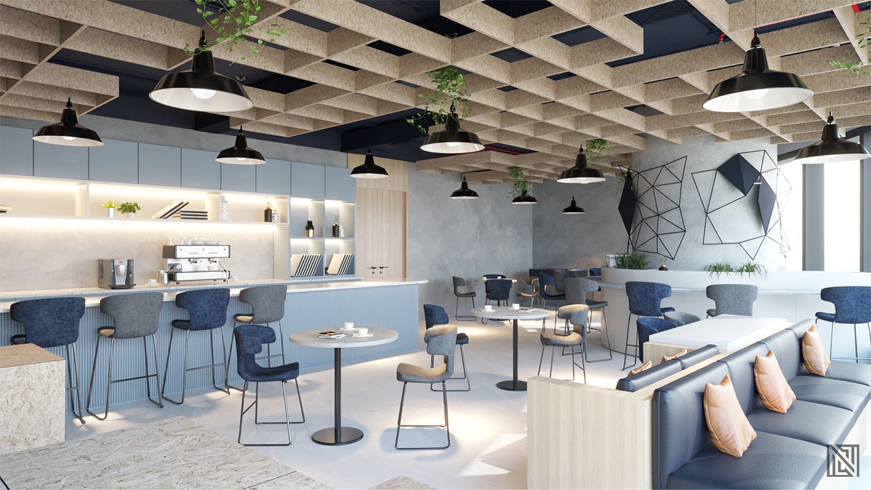 Office Canteen — interior, view 2 of 5, UAE. 3ds Max · Corona render by Nasmeer VM.