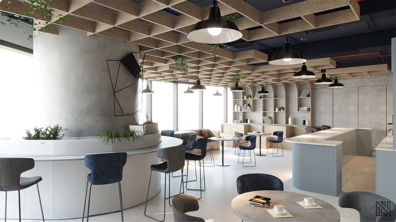 Office Canteen — interior, view 4 of 5, UAE. 3ds Max · Corona render by Nasmeer VM.