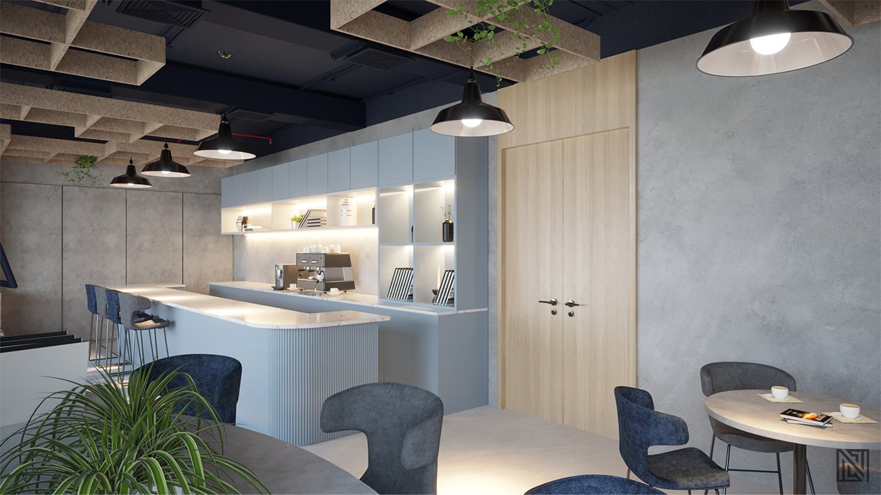 Office Canteen — interior, view 5 of 5, UAE. 3ds Max · Corona render by Nasmeer VM.