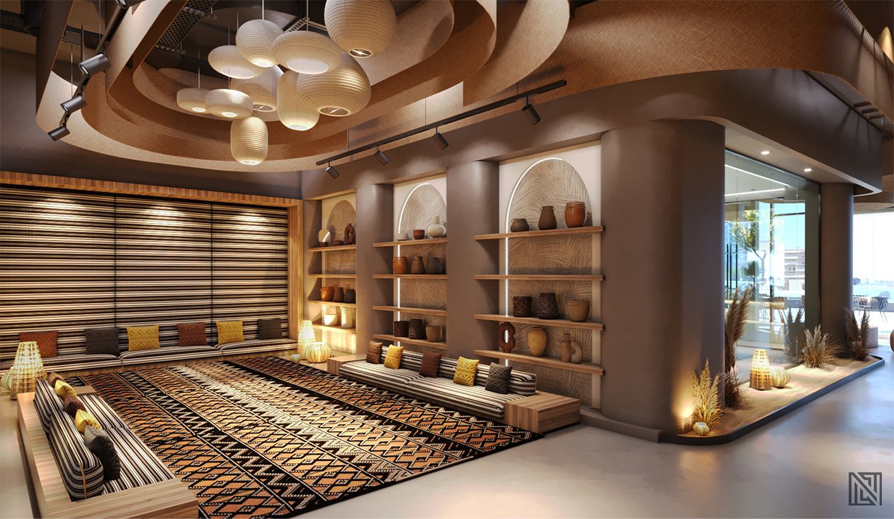 Organic Café — interior, view 12 of 16, UAE. 3ds Max · Corona render by Nasmeer VM.