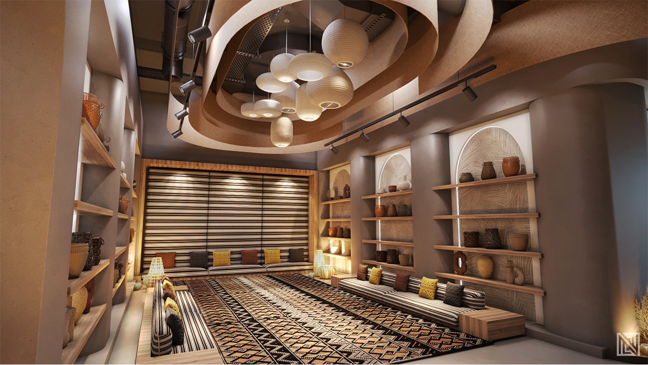 Organic Café — interior, view 13 of 16, UAE. 3ds Max · Corona render by Nasmeer VM.