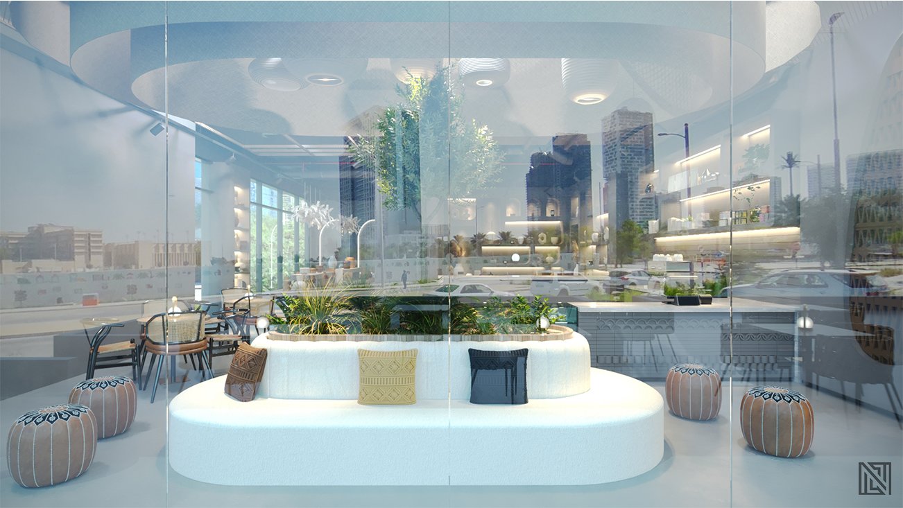 Organic Café — interior, view 15 of 16, UAE. 3ds Max · Corona render by Nasmeer VM.
