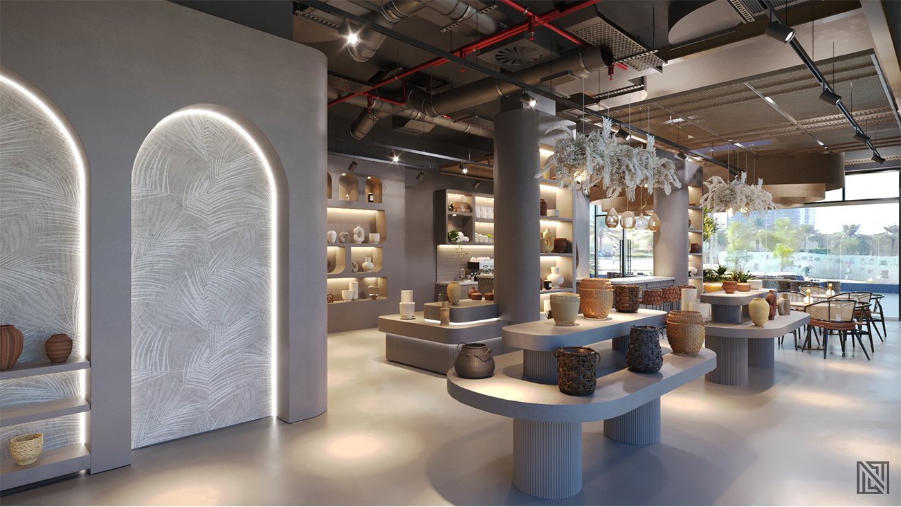 Organic Café — interior, view 4 of 16, UAE. 3ds Max · Corona render by Nasmeer VM.