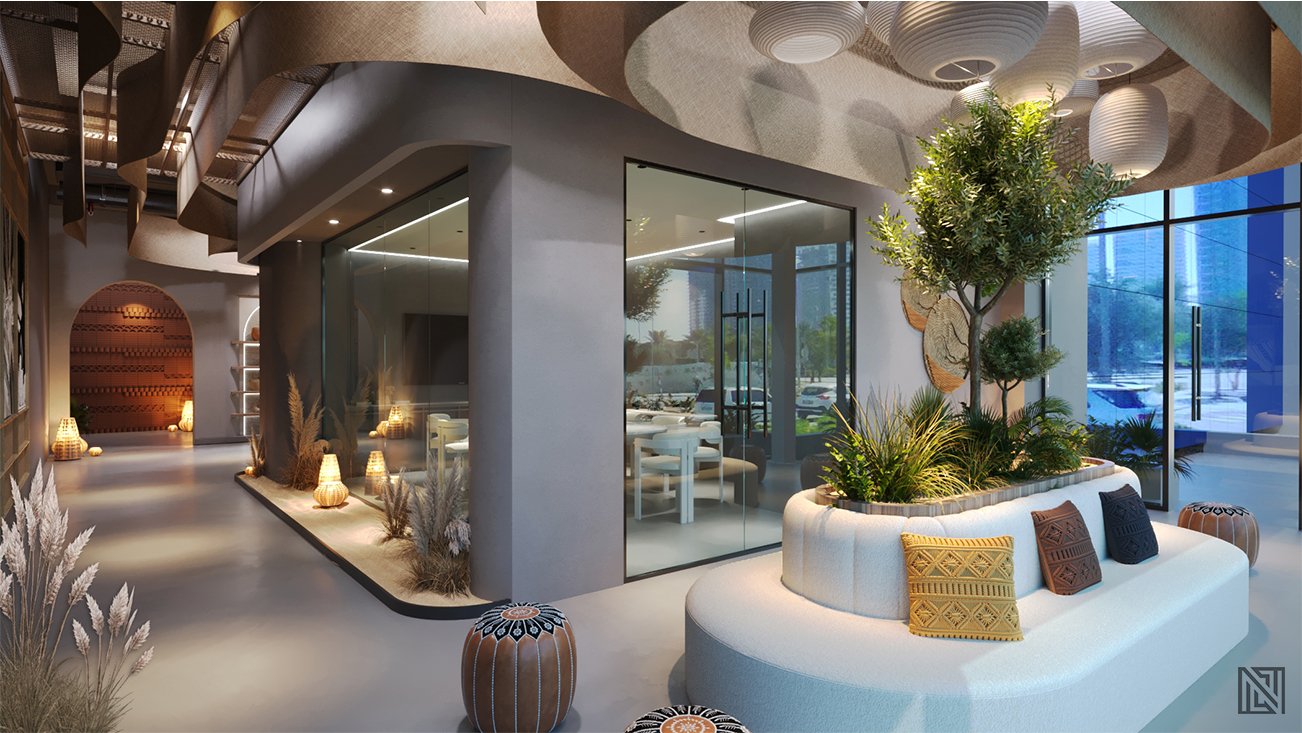 Organic Café — interior, view 8 of 16, UAE. 3ds Max · Corona render by Nasmeer VM.