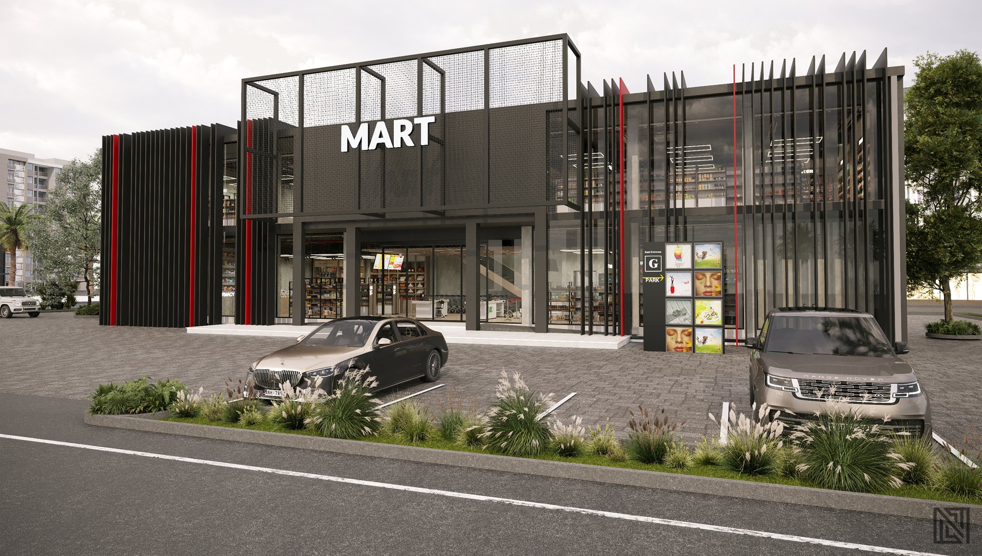 Supermarket Design — commercial, view 2 of 19, UAE. 3ds Max · Corona render by Nasmeer VM.