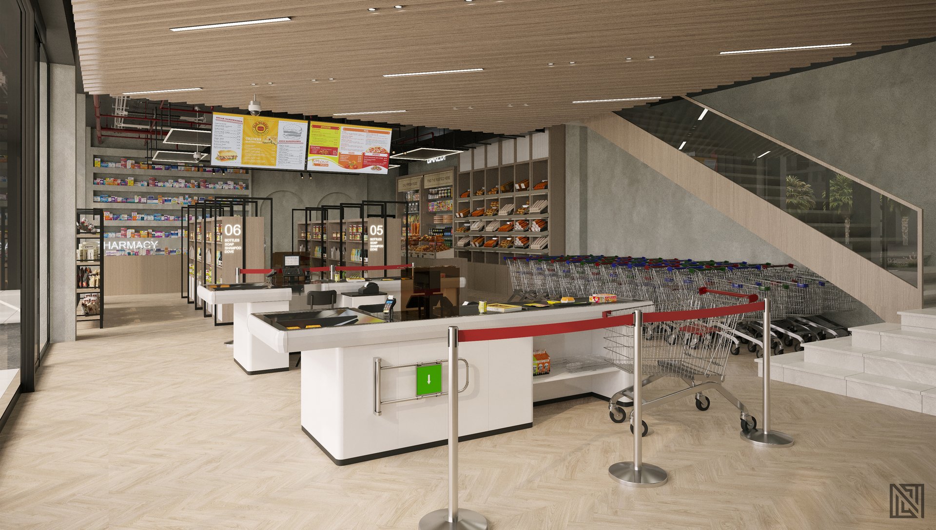 Supermarket Design — commercial, view 3 of 19, UAE. 3ds Max · Corona render by Nasmeer VM.