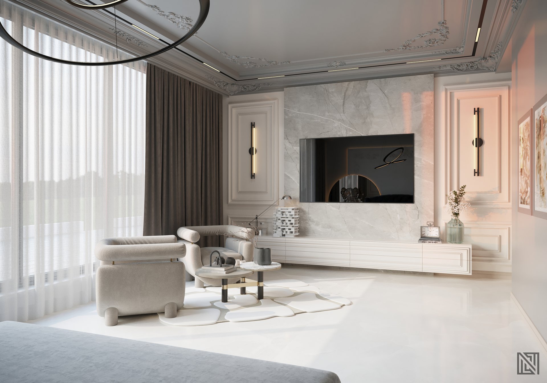 Villa Bedrooms — interior, view 2 of 6, UAE. 3ds Max · Corona render by Nasmeer VM.