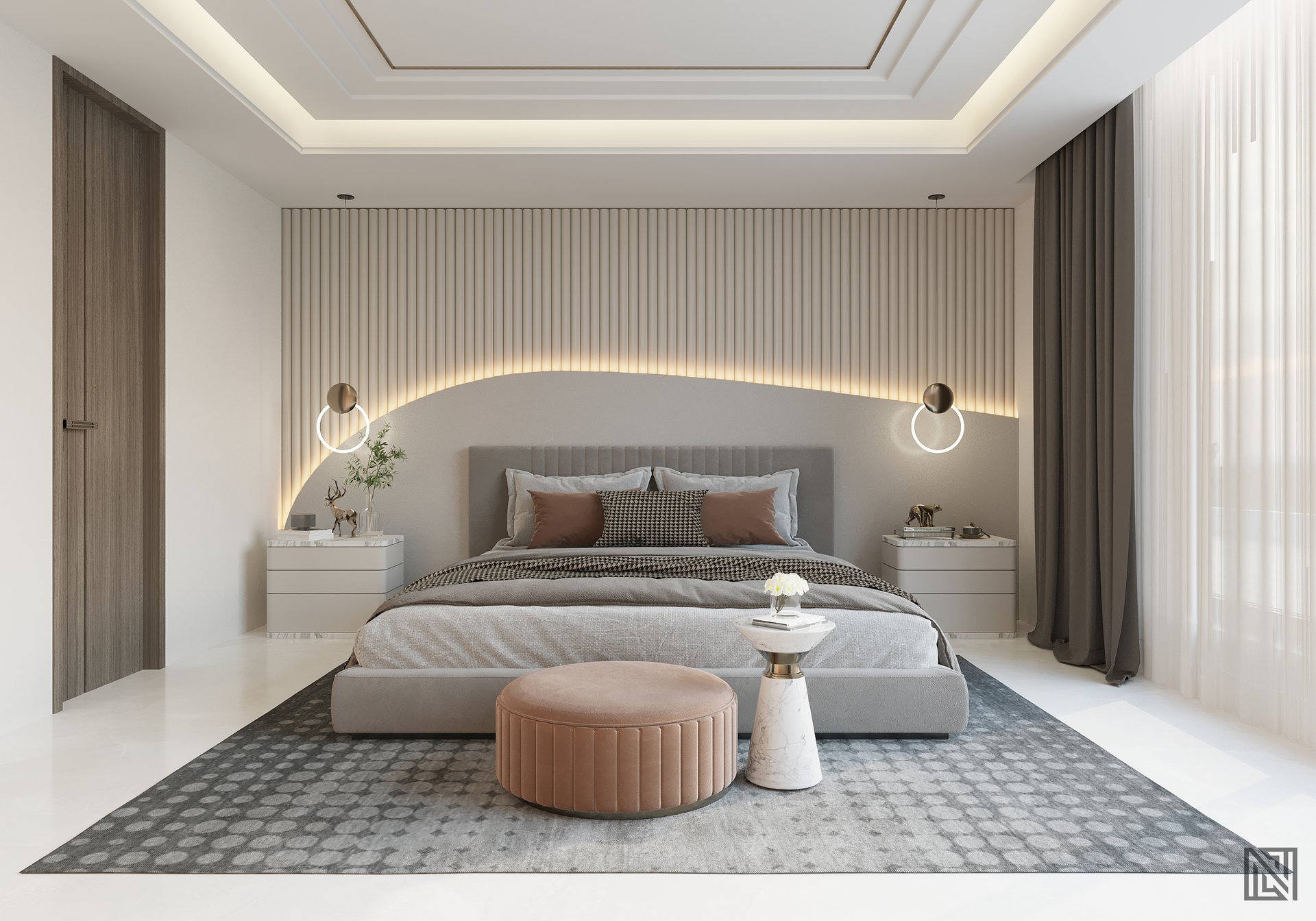 Villa Bedrooms — interior, view 3 of 6, UAE. 3ds Max · Corona render by Nasmeer VM.