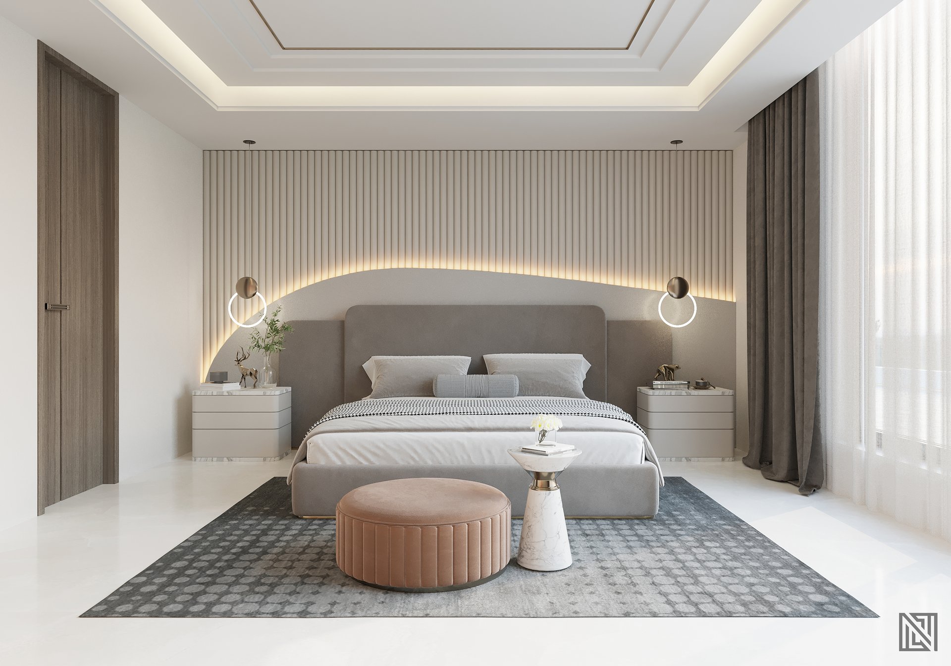 Villa Bedrooms — interior, view 4 of 6, UAE. 3ds Max · Corona render by Nasmeer VM.
