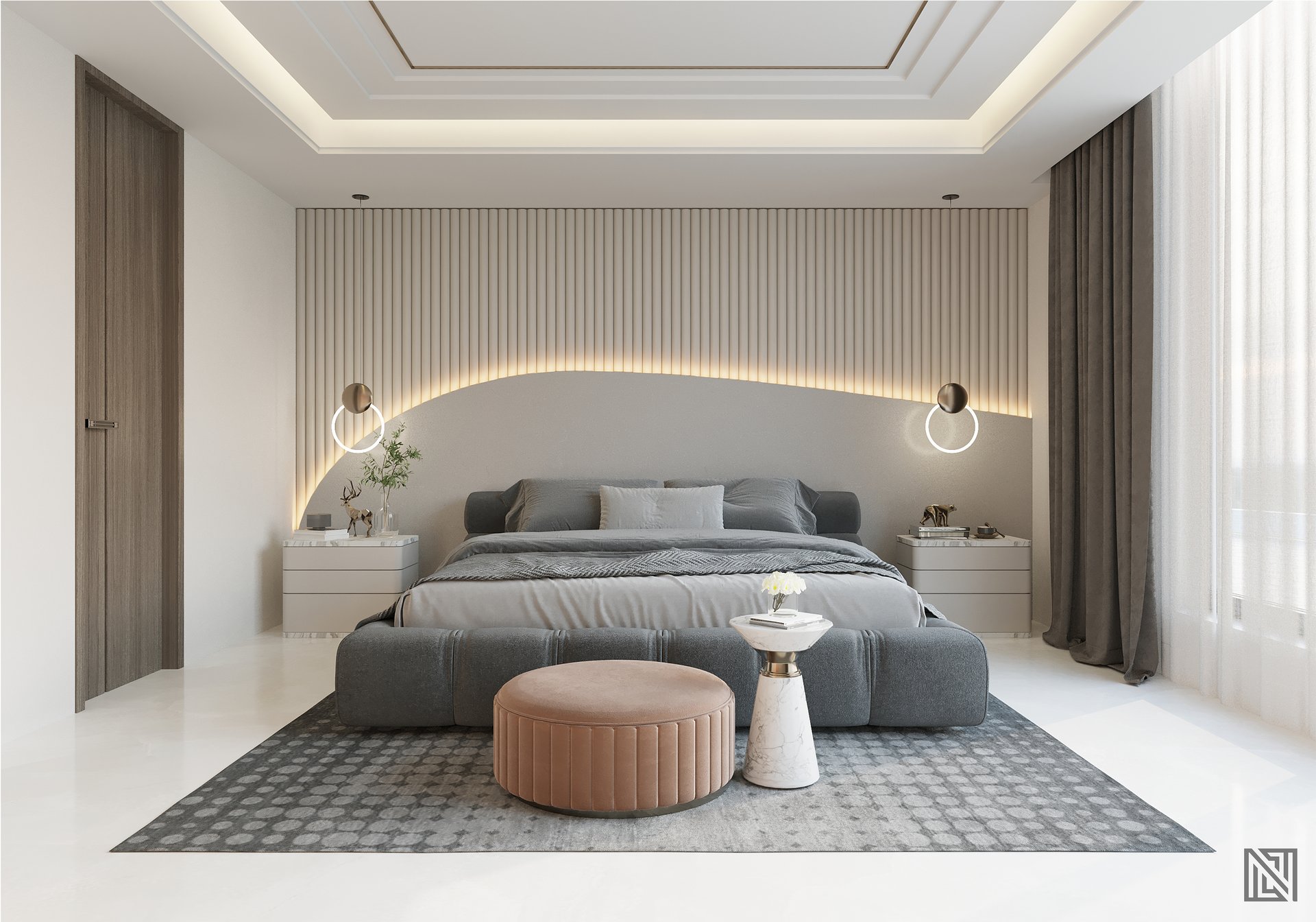 Villa Bedrooms — interior, view 5 of 6, UAE. 3ds Max · Corona render by Nasmeer VM.